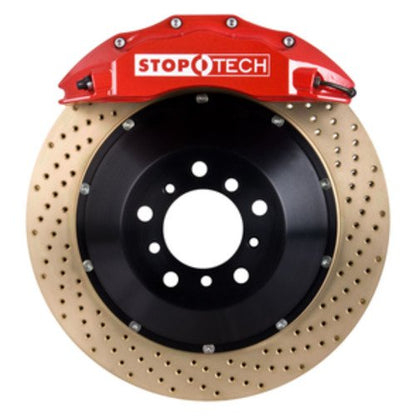 StopTech Big Brake Kit; Black Caliper, Drilled Two-Piece Rotor, Front