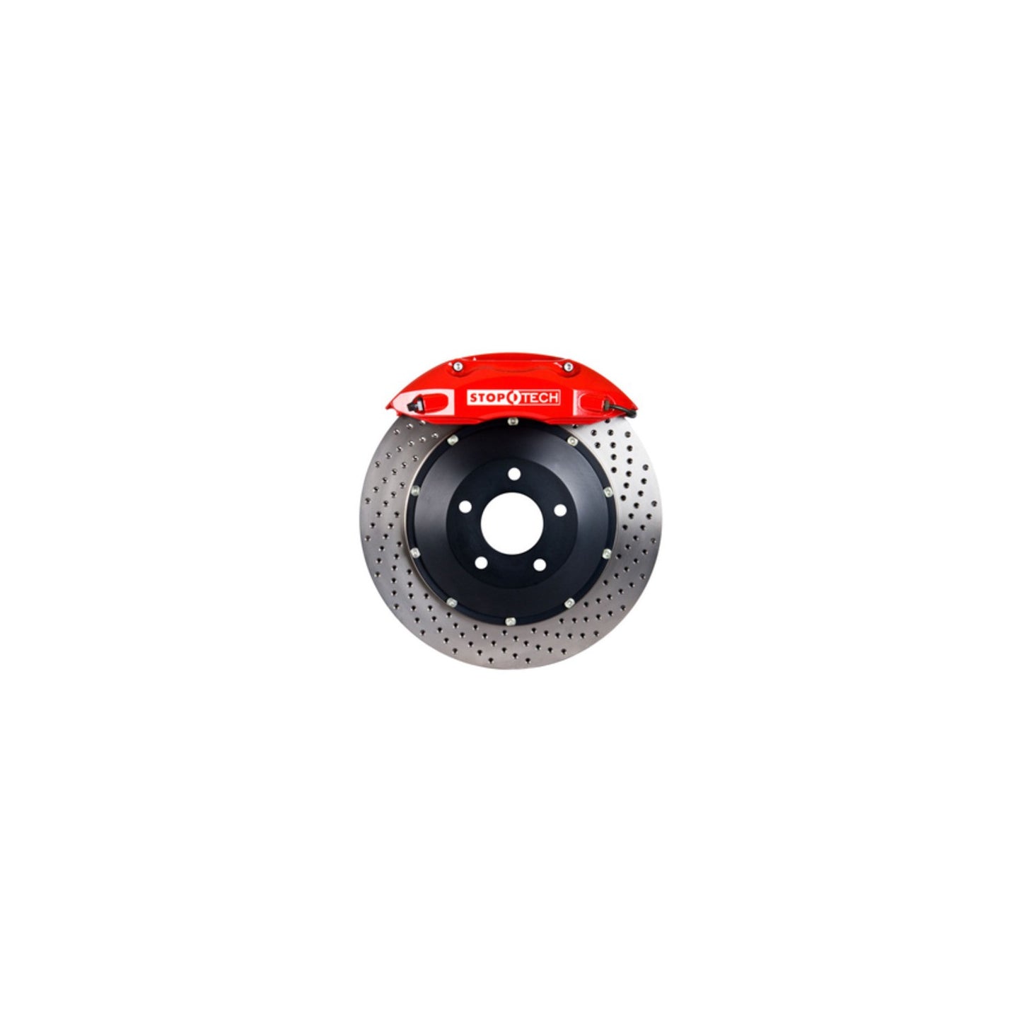 StopTech Big Brake Kit; Black Caliper, Drilled Two-Piece Rotor, Rear