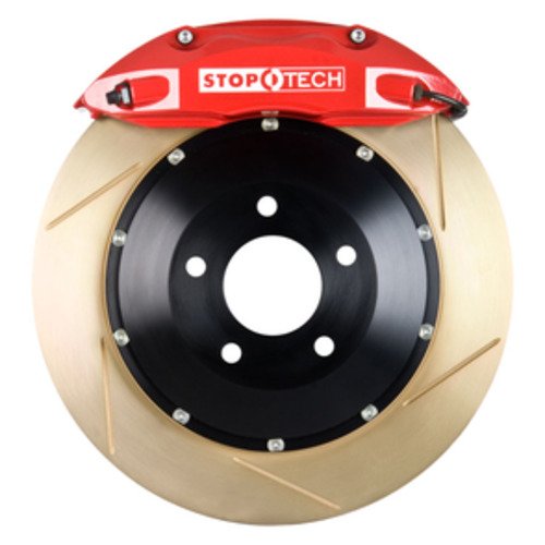 StopTech Big Brake Kit; Black Caliper, Slotted Two-Piece Rotor, Front