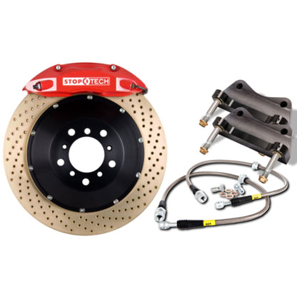 StopTech Big Brake Kit; Black Caliper, Drilled Two-Piece Rotor, Front