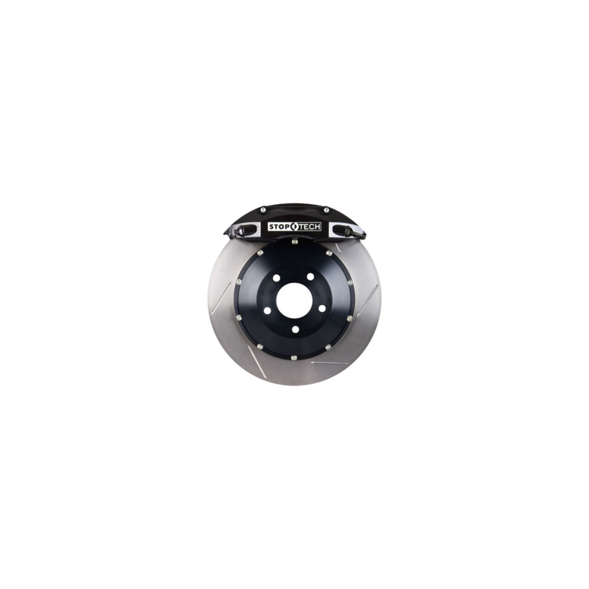StopTech Big Brake Kit; Black Caliper, Slotted Two-Piece Rotor, Front
