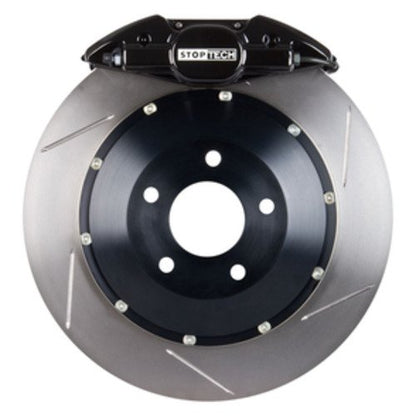 StopTech Big Brake Kit; Black Caliper, Slotted Two-Piece Rotor, Rear
