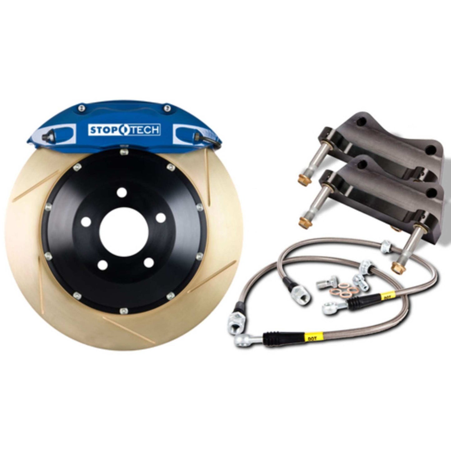 StopTech Big Brake Kit; Blue Caliper, Slotted Two-Piece Zinc Coated Rotor, Front