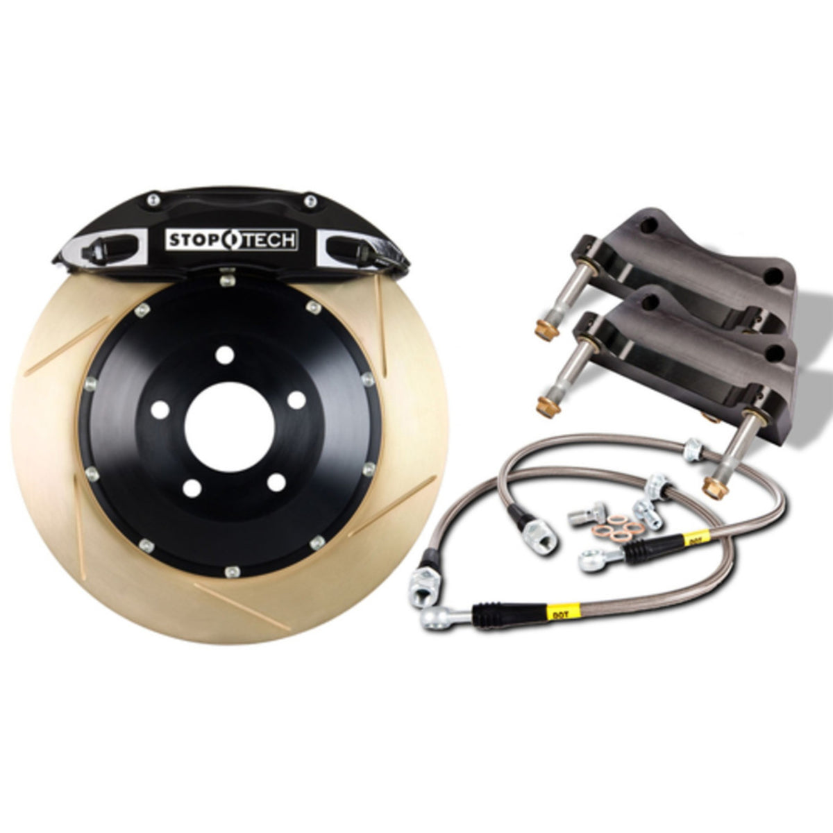 StopTech Big Brake Kit; Black Caliper, Slotted Two-Piece Rotor, Rear
