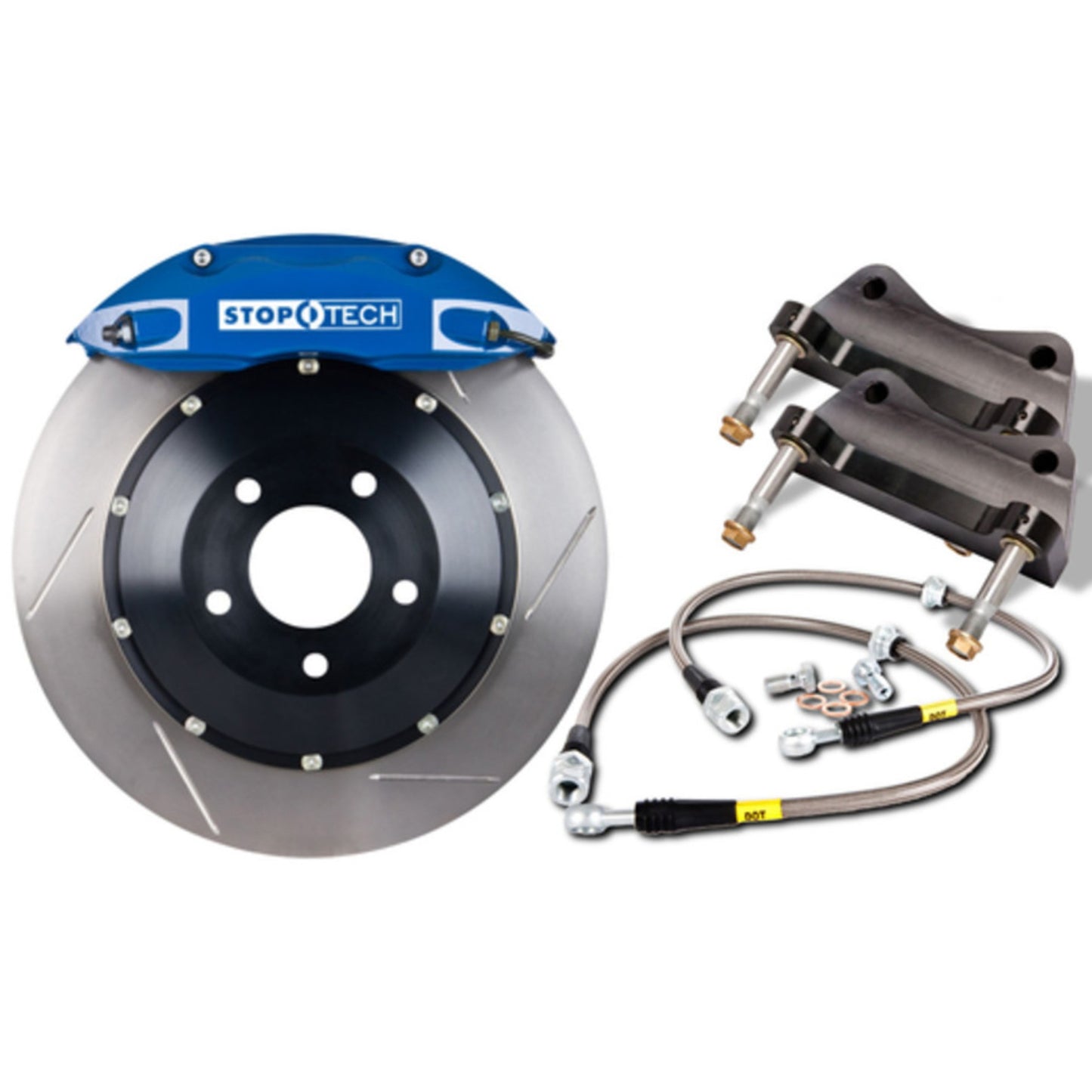 StopTech Big Brake Kit; Blue Caliper, Slotted Two-Piece Rotor, Front