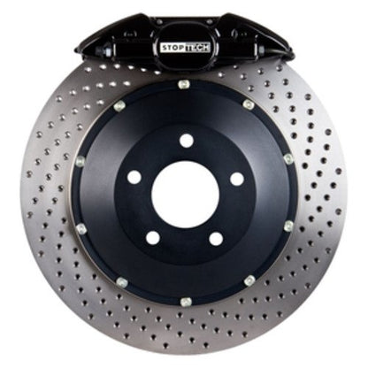 StopTech Big Brake Kit; Black Caliper, Drilled Two-Piece Rotor, Rear