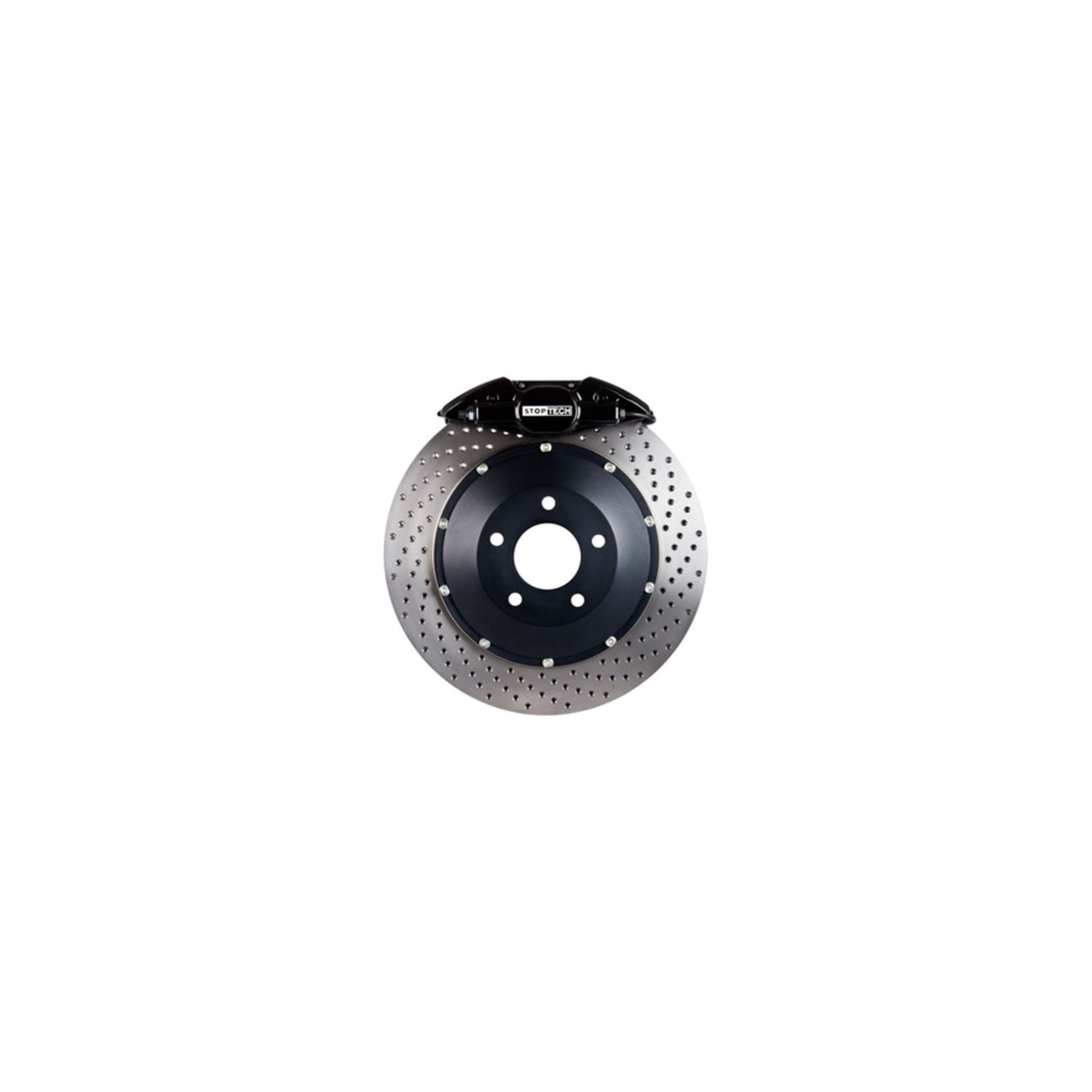 StopTech Big Brake Kit; Black Caliper, Drilled Two-Piece Rotor, Rear