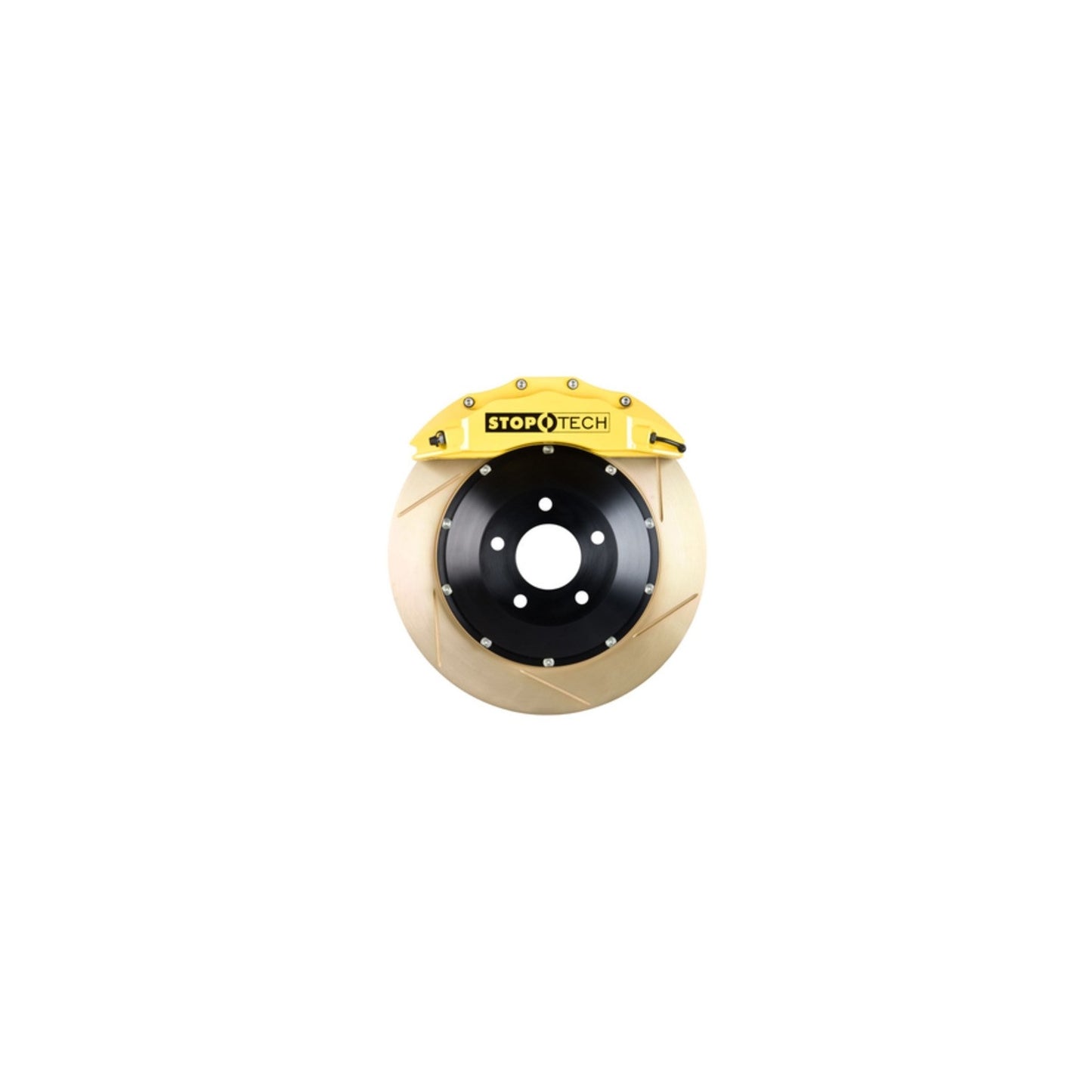 StopTech Big Brake Kit; Black Caliper, Slotted Two-Piece Rotor, Front