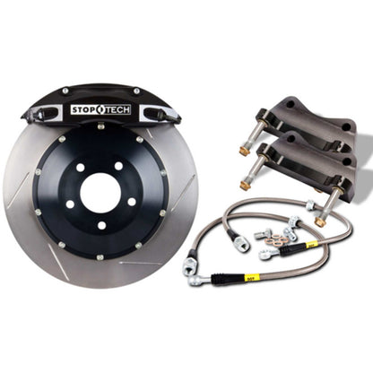 StopTech Big Brake Kit; Black Caliper, Slotted Two-Piece Rotor, Front