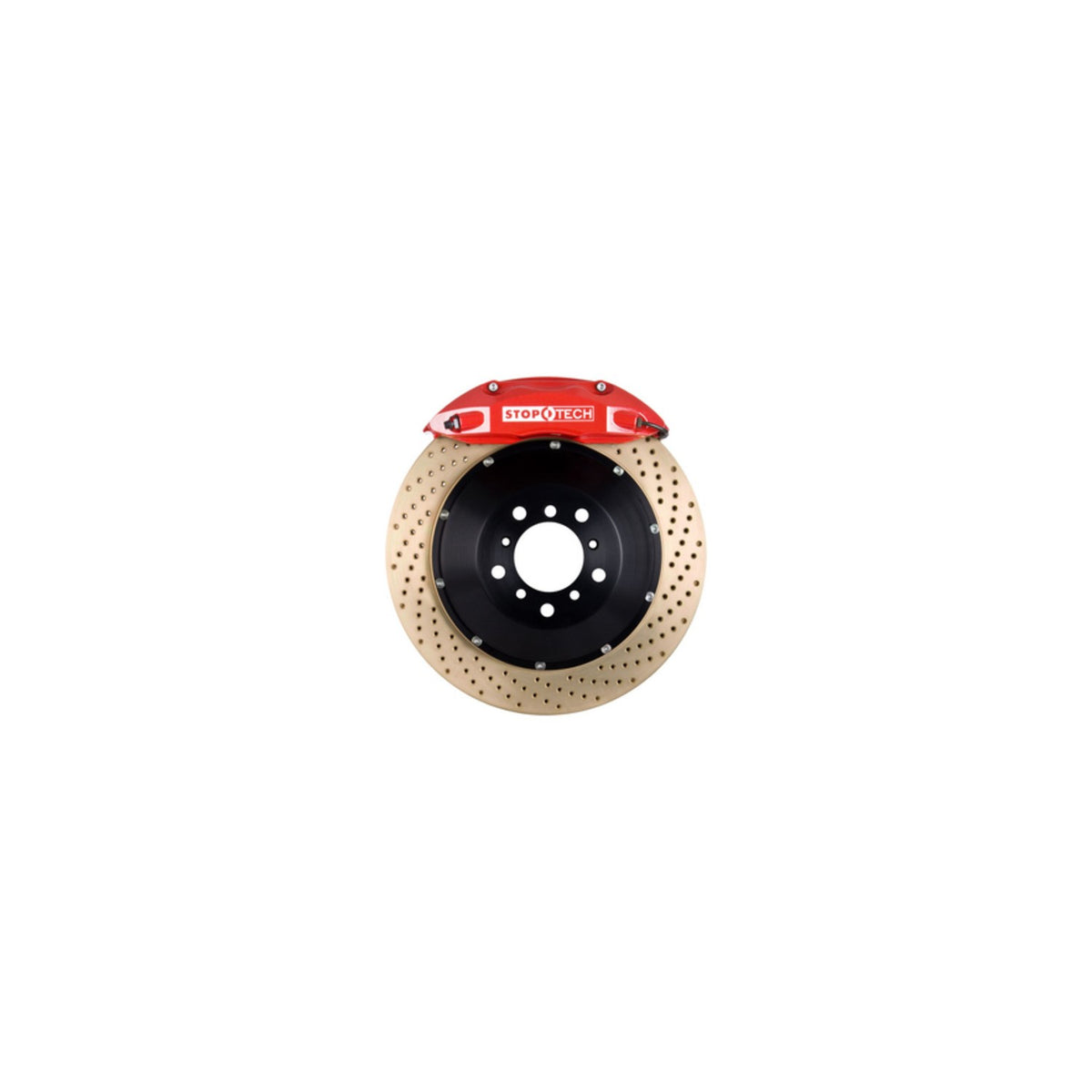 StopTech Big Brake Kit; Black Caliper, Drilled Two-Piece Rotor, Rear