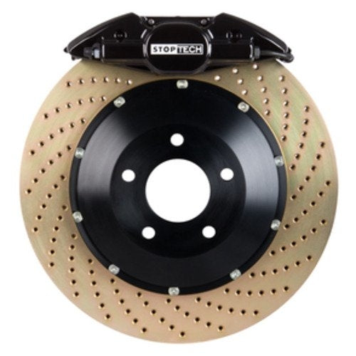 StopTech Big Brake Kit; Black Caliper, Drilled Two-Piece Rotor, Front