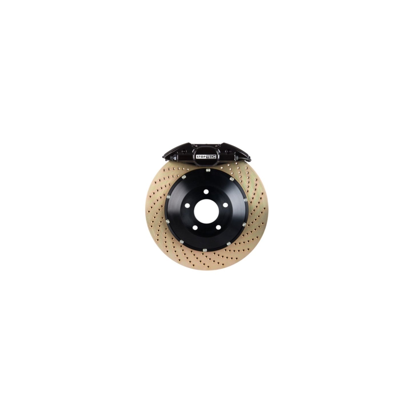 StopTech Big Brake Kit; Black Caliper, Drilled Two-Piece Rotor, Front