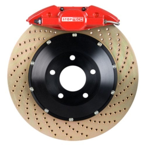 StopTech Big Brake Kit; Black Caliper, Drilled Two-Piece Rotor, Front