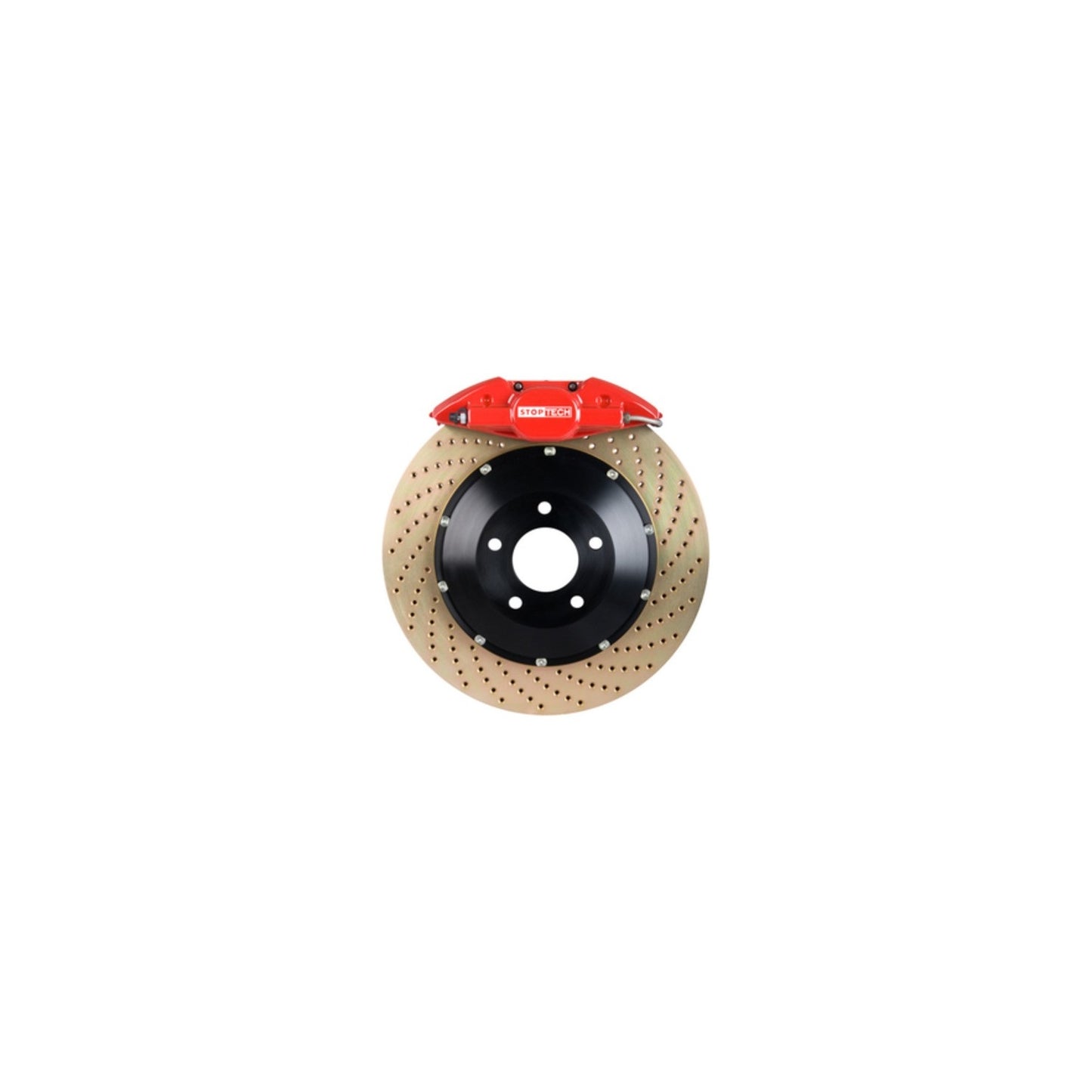 StopTech Big Brake Kit; Black Caliper, Drilled Two-Piece Rotor, Front