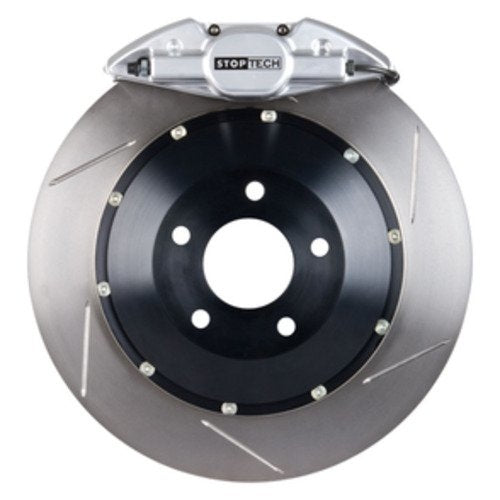 StopTech Big Brake Kit; Black Caliper, Drilled Two-Piece Rotor, Front