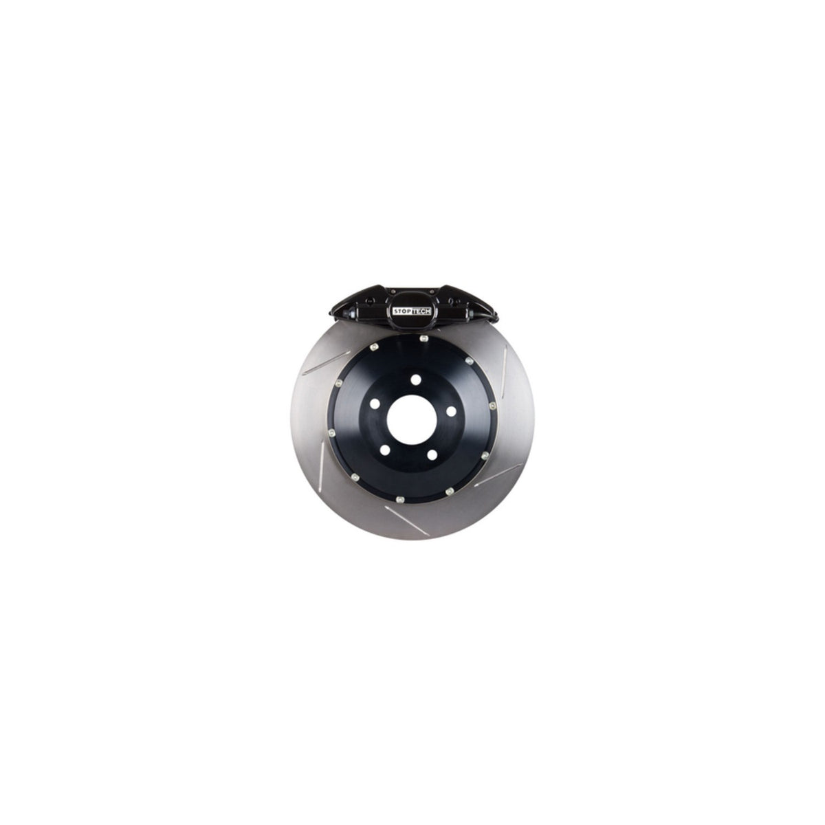 StopTech Big Brake Kit; Black Caliper, Slotted Two-Piece Rotor, Rear