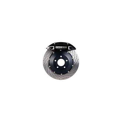 StopTech Big Brake Kit; Black Caliper, Drilled Two-Piece Rotor, Front