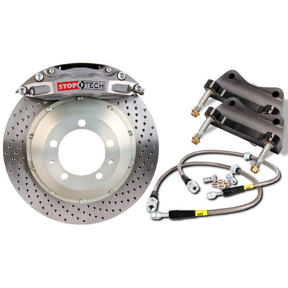 StopTech  Trophy Sport Big Brake Kit; Silver Caliper, Drilled 2-Piece Rotor, Rear