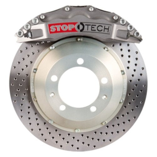 StopTech Trophy Sport Big Brake Kit; Silver Caliper Drilled 2-Piece Rotor, Front