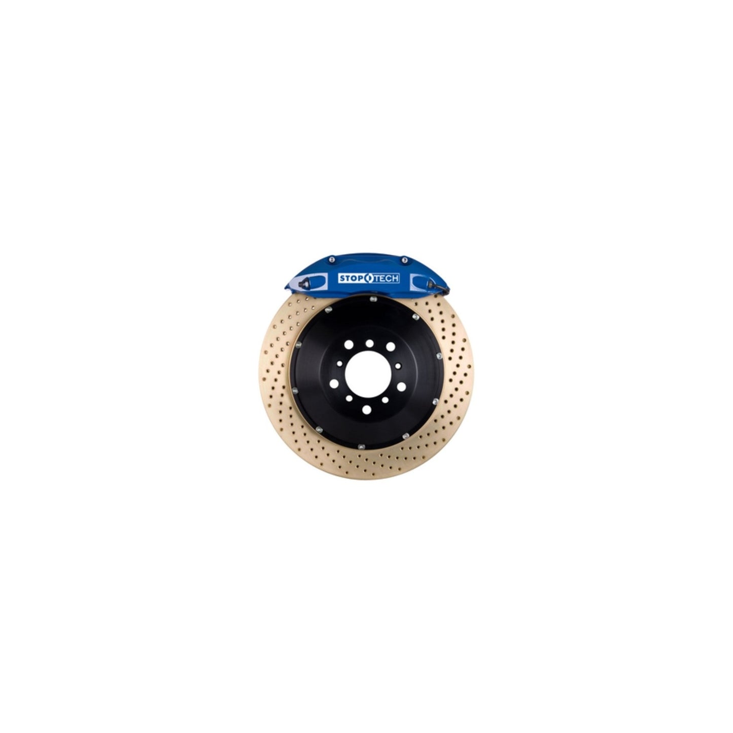 Stoptech 98-10 Volkswagen Beetle Front BBK ST-40 Caliper Blue / 2pc Zinc Drilled 328x28mm Rotor 83.886.4300.24