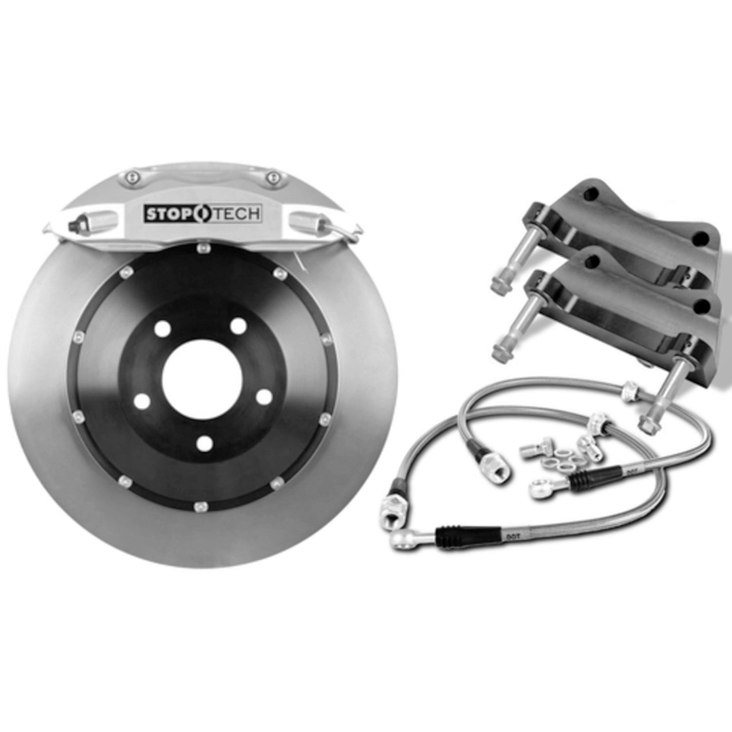 StopTech Trophy Sport Big Brake Kit; Silver Caliper Slotted 2-Piece Rotor, Front