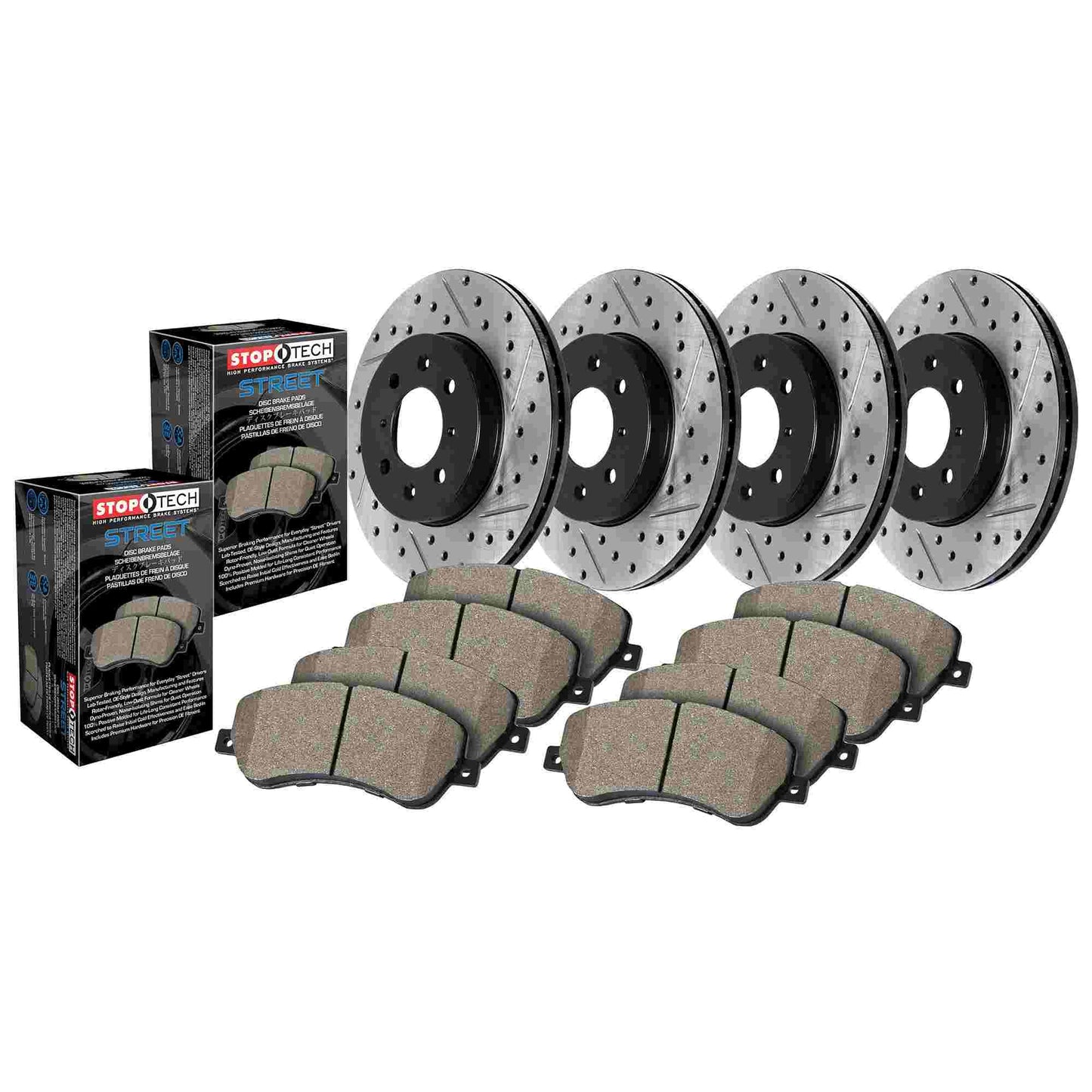 StopTech Street Axle Pack, Drilled And Slotted, 4 Wheel