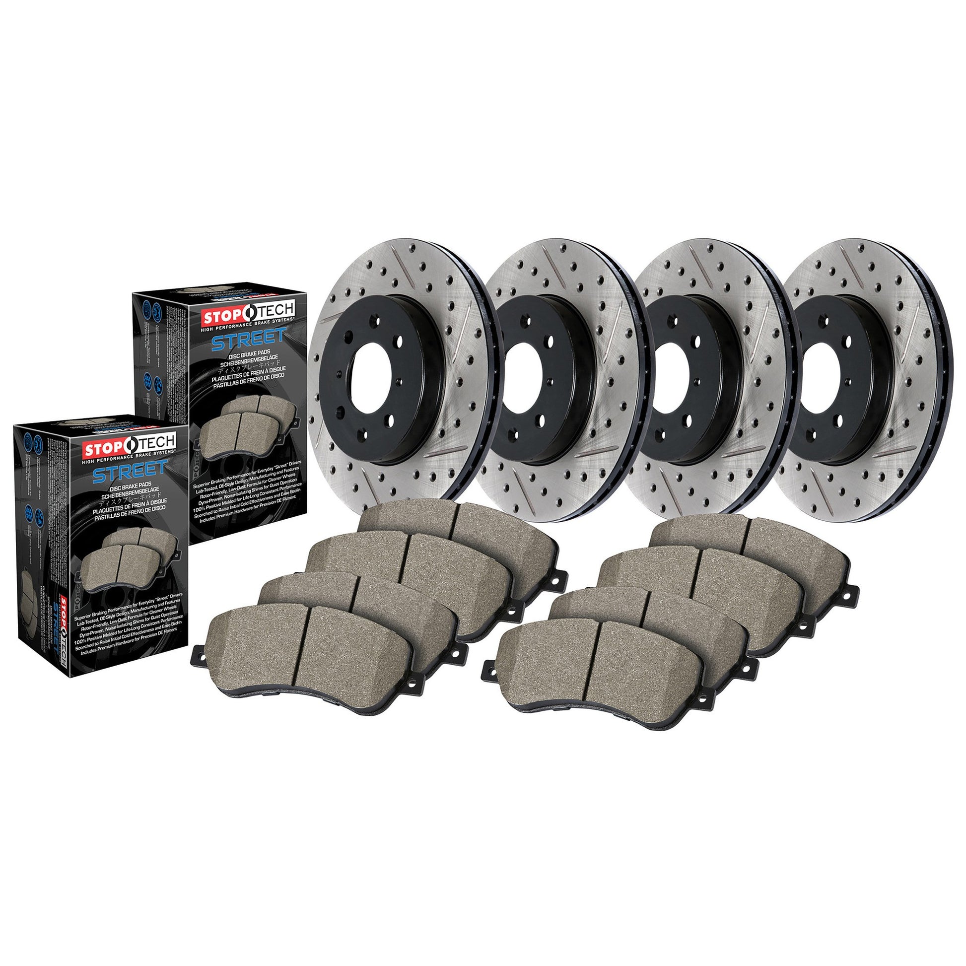 StopTech Street Axle Pack, Drilled And Slotted, 4 Wheel