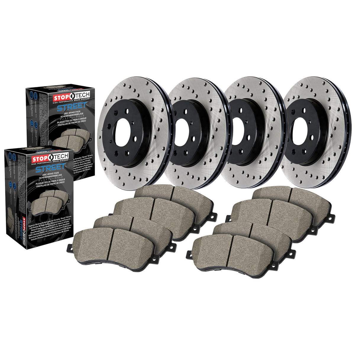 StopTech Street Axle Pack, Drilled, 4 Wheel