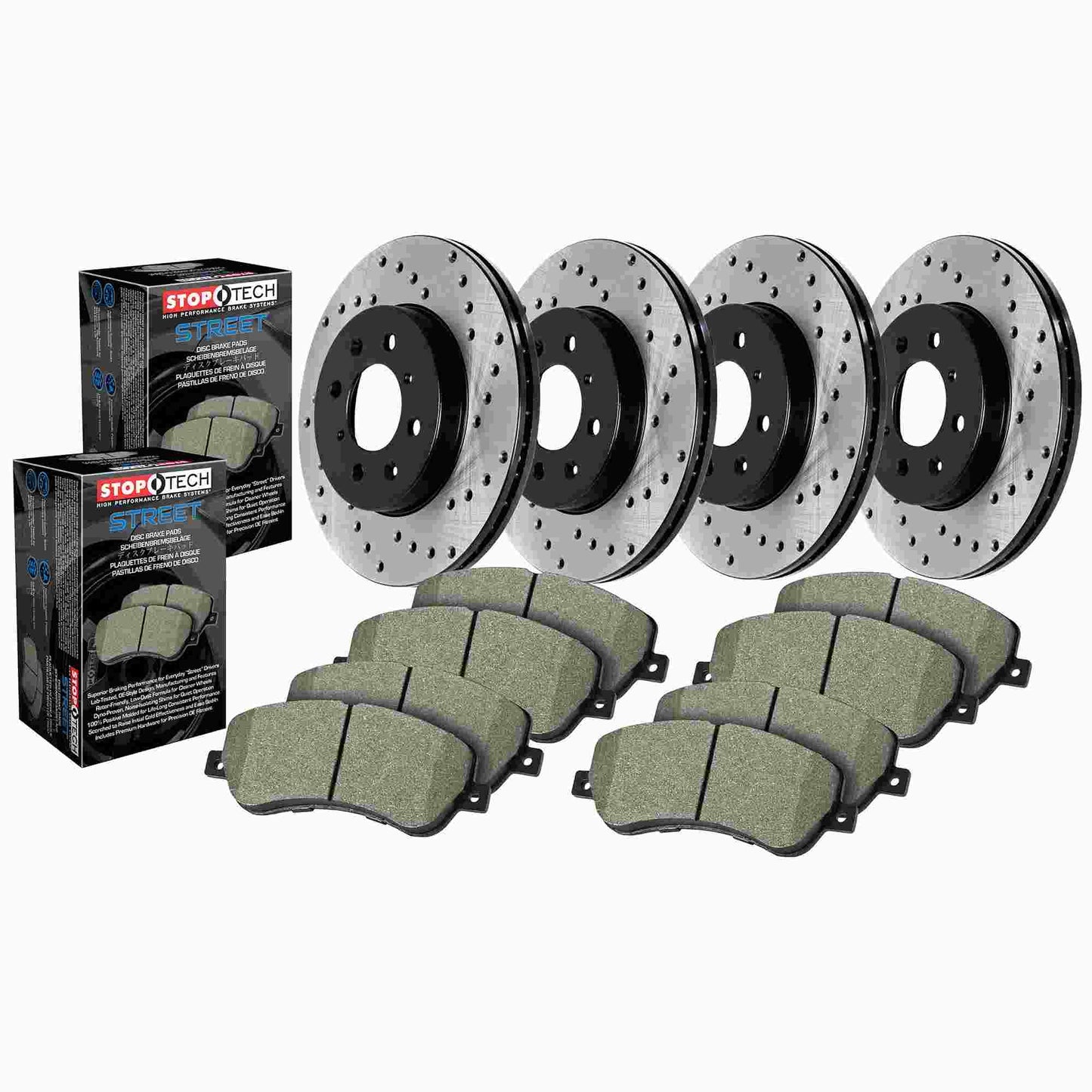 StopTech Street Axle Pack, Drilled, 4 Wheel