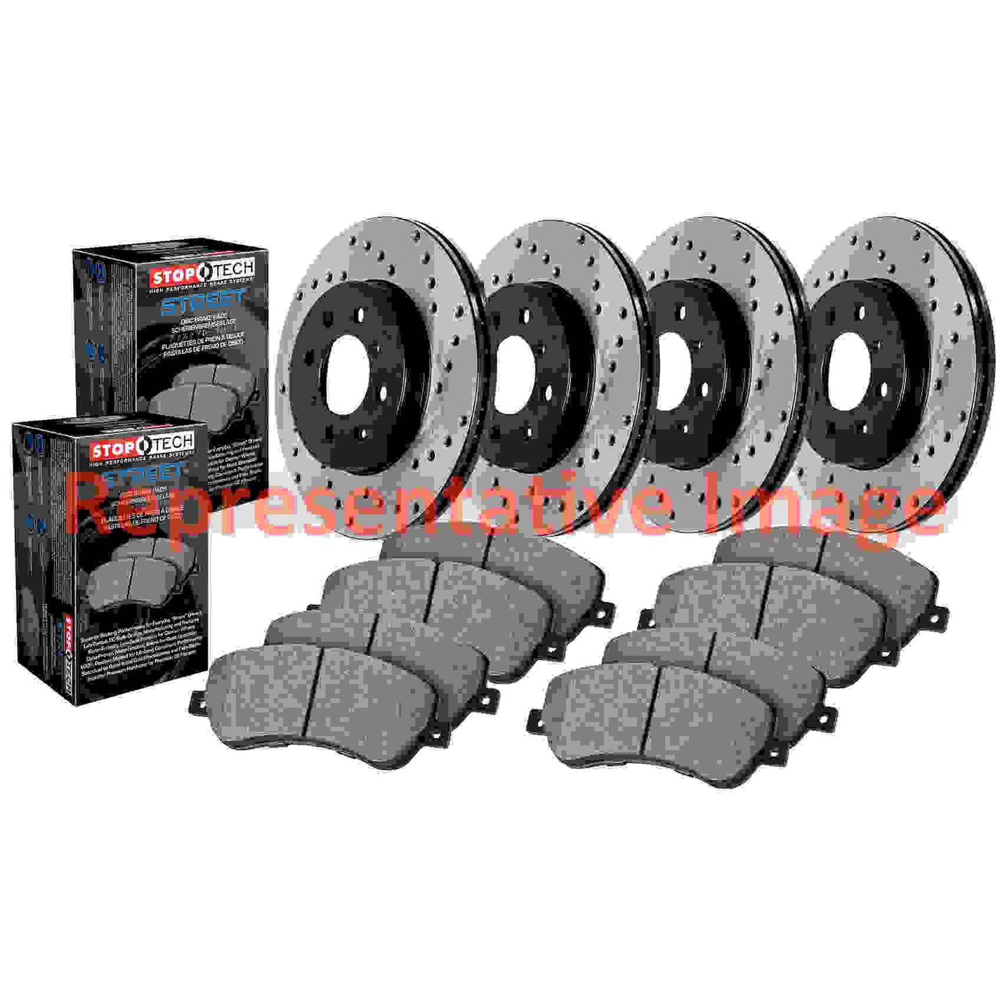 StopTech Street Axle Pack, Drilled, 4 Wheel