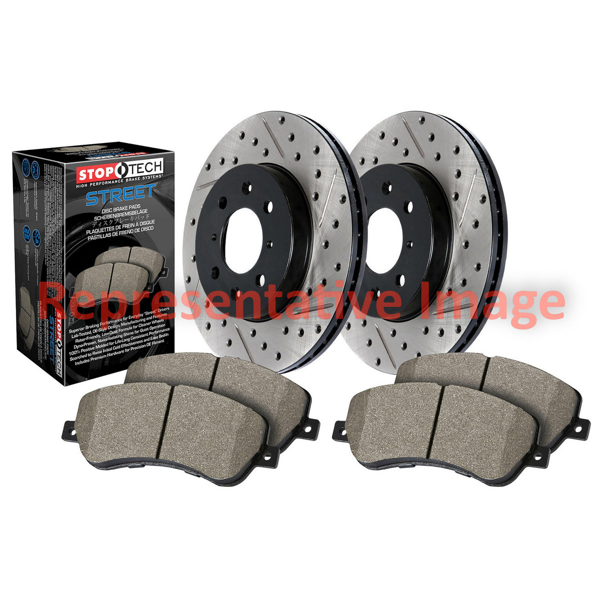 Stoptech Street Axle Pack Drilled & Slotted, Front 938.34056
