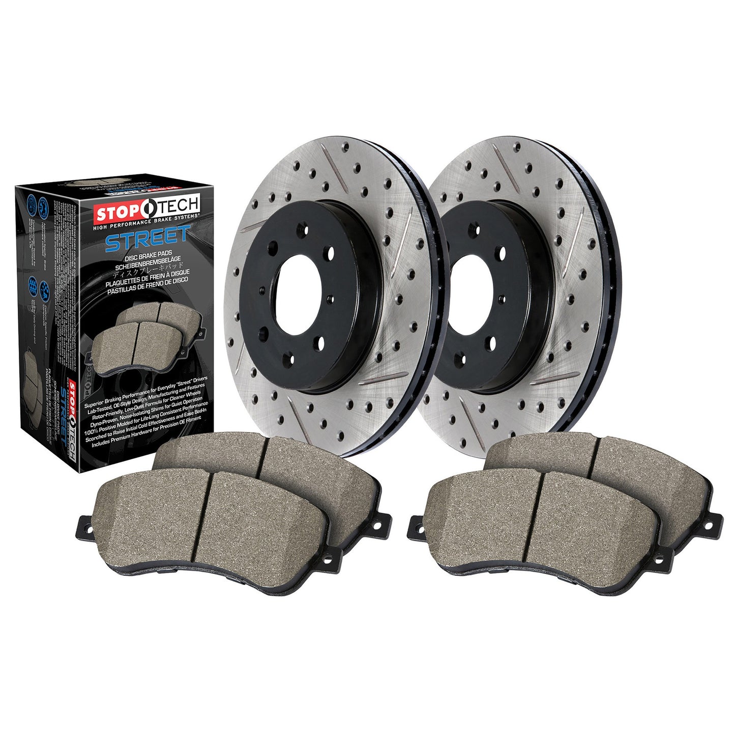 StopTech Street Axle Pack, Drilled And Slotted, Rear