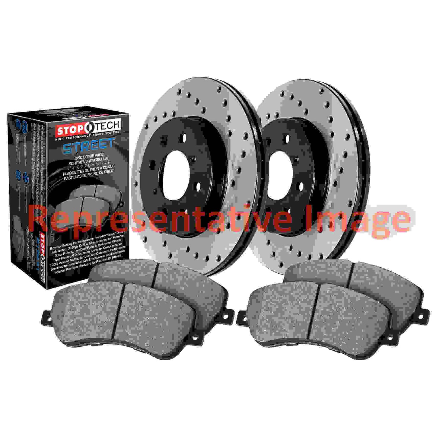 Stoptech Street Axle Pack Drilled, Rear 939.42525