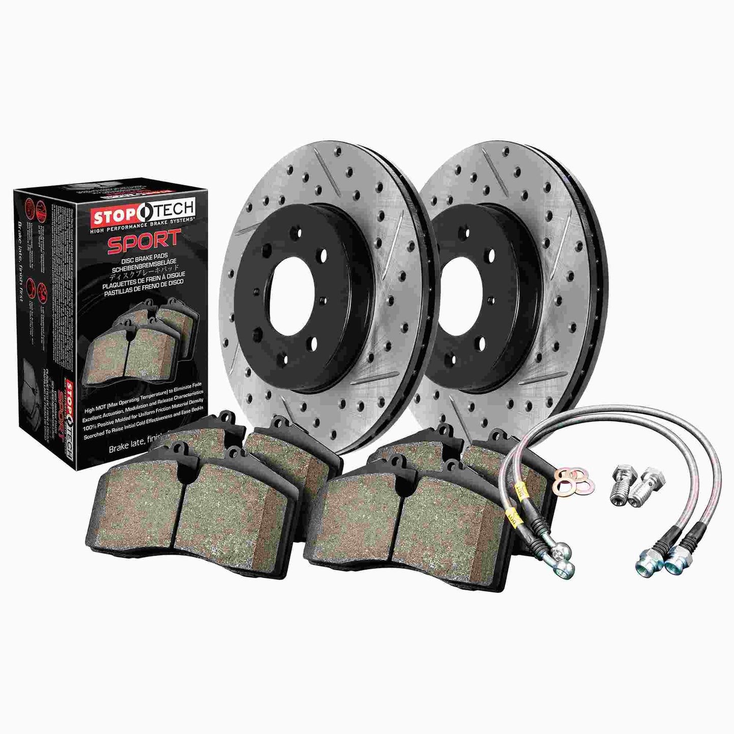 StopTech Sport Axle Pack Drilled and Slotted; Front