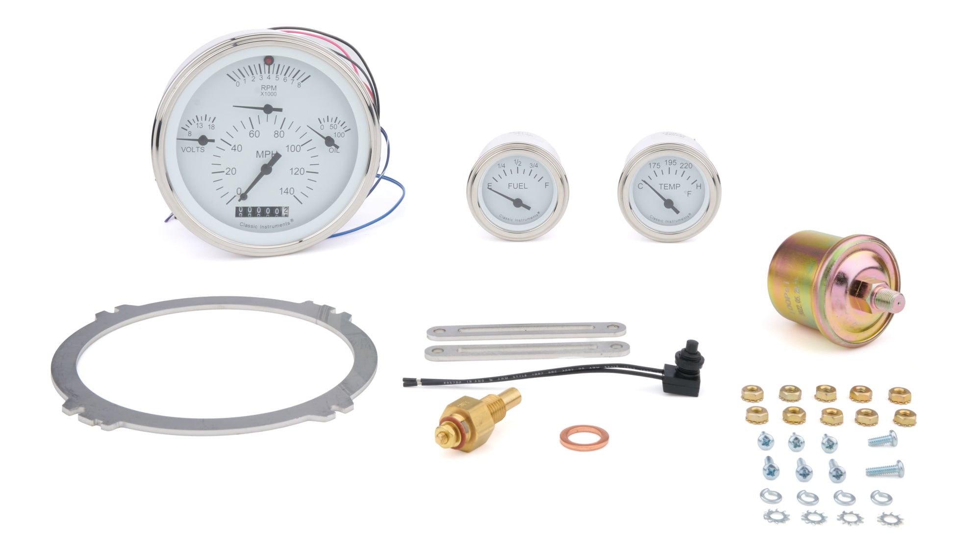 CLASSIC INSTRUMENTS 57 Chevy 6 Gauge Set White Gauges and Accessories Gauge Kits main image