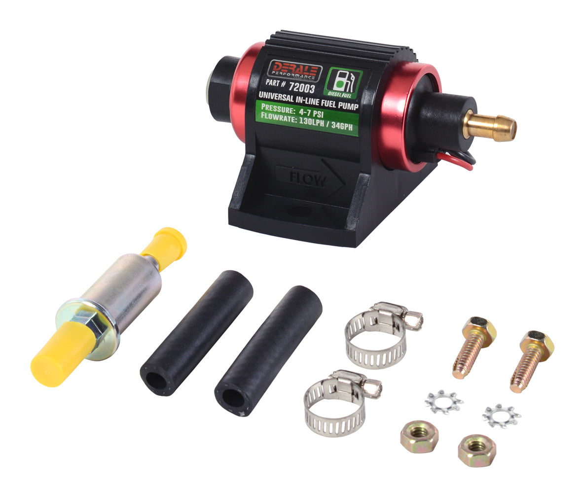 Derale In-Line Fuel Pump 130LPH Diesel Fuel Pumps, Regulators and Components Fuel Pumps main image