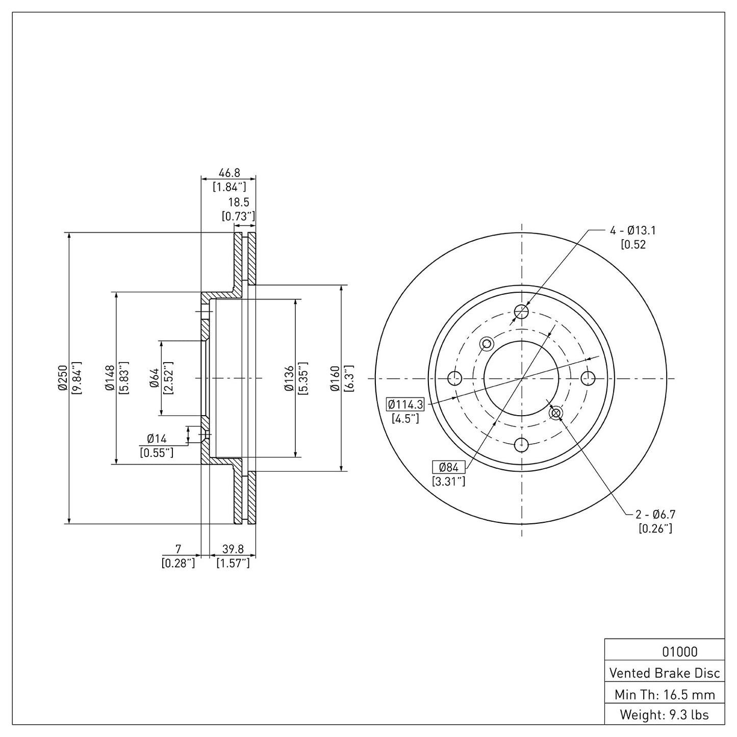 Dynamic Friction Company Disc Brake Rotor 600-01000