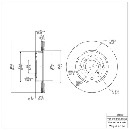 Dynamic Friction Company Disc Brake Rotor 600-01000
