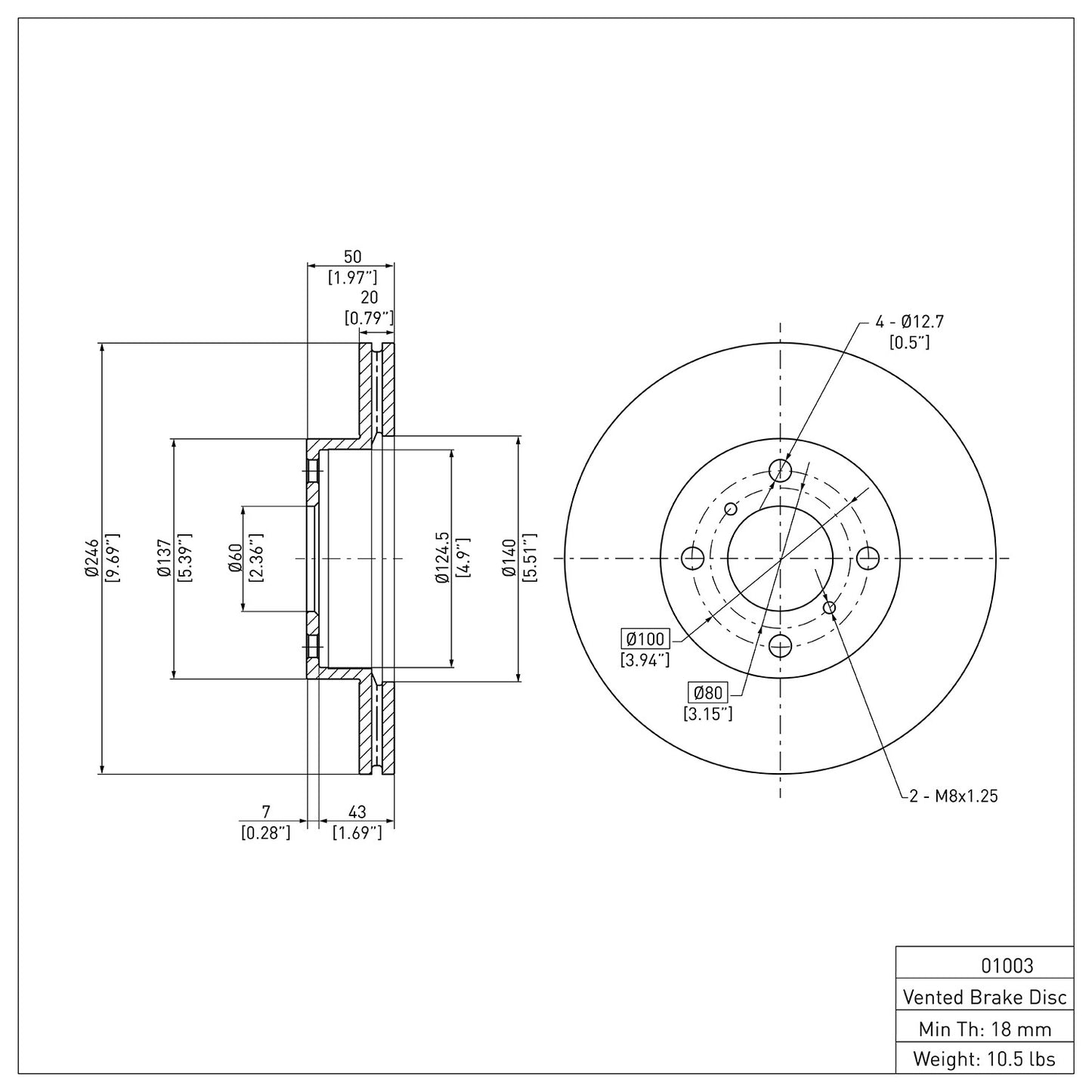 Dynamic Friction Company Disc Brake Rotor 600-01003