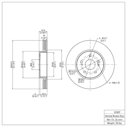 Dynamic Friction Company Disc Brake Rotor 600-01007