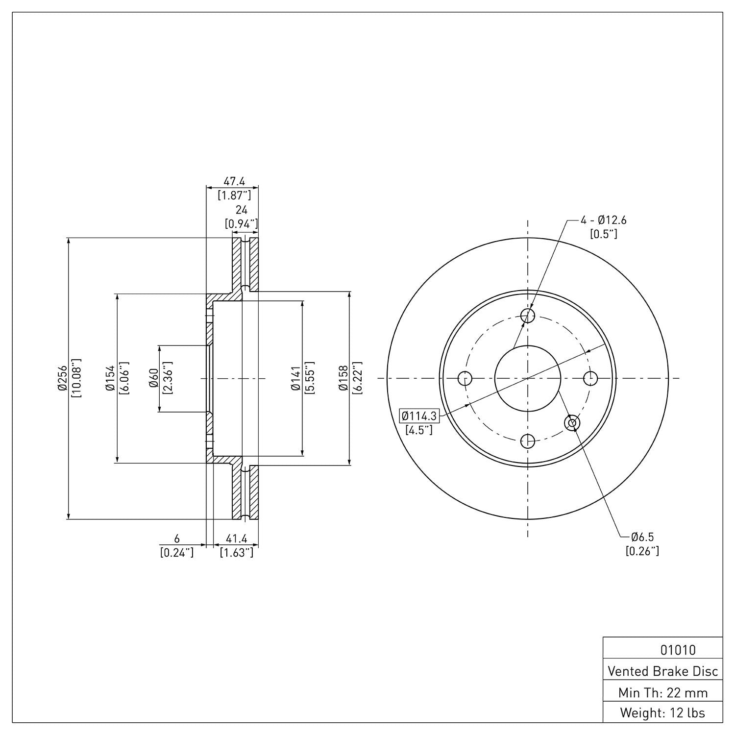 Dynamic Friction Company Disc Brake Rotor 600-01010