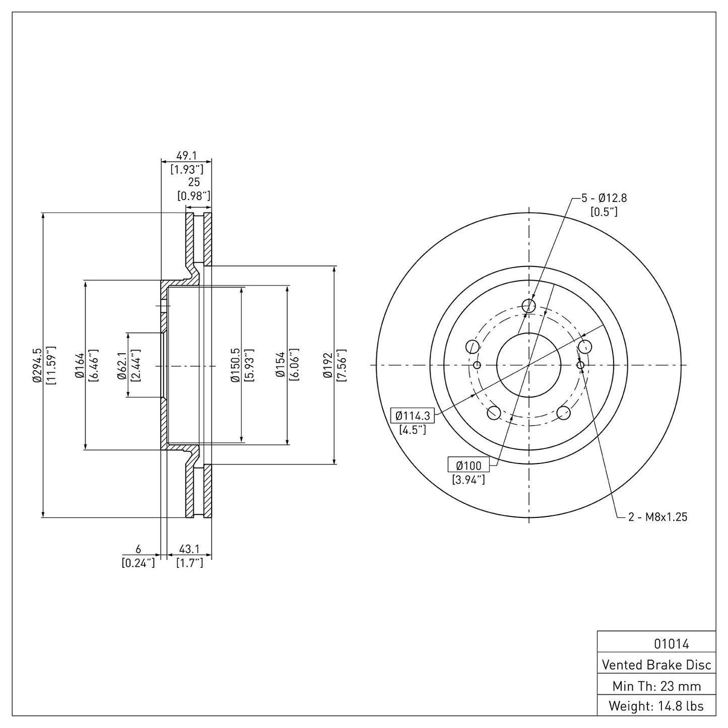 Dynamic Friction Company Disc Brake Rotor 600-01014