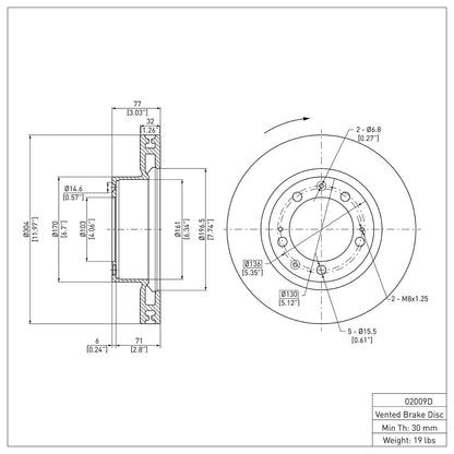 Dynamic Friction Company Disc Brake Rotor 600-02009D