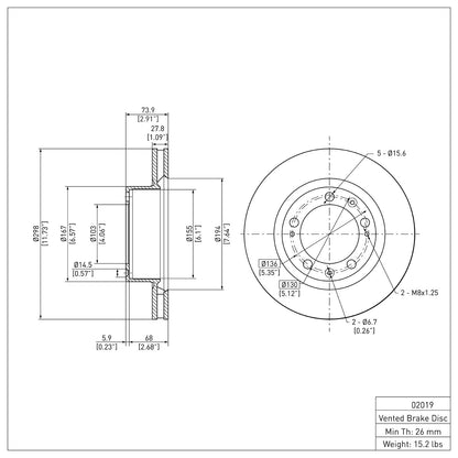 Dynamic Friction Company Disc Brake Rotor 600-02019