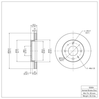 DFC 89-98 Hyundai Sonata Front Brake Rotor 600-03004