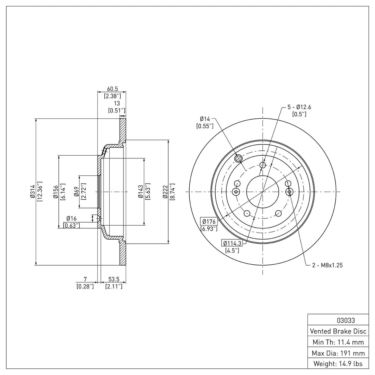 Dynamic Friction Company Disc Brake Rotor 600-03033