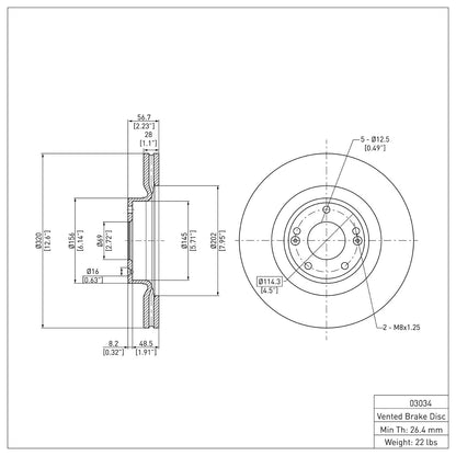 Dynamic Friction Company Disc Brake Rotor 600-03034