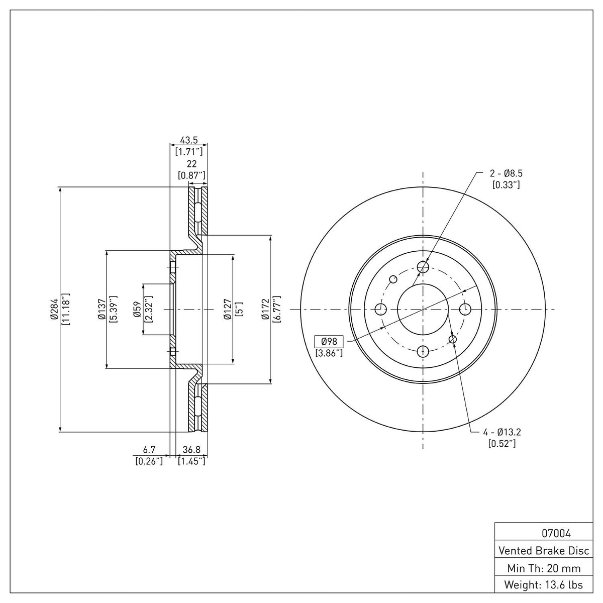 Dynamic Friction Company Disc Brake Rotor 600-07004