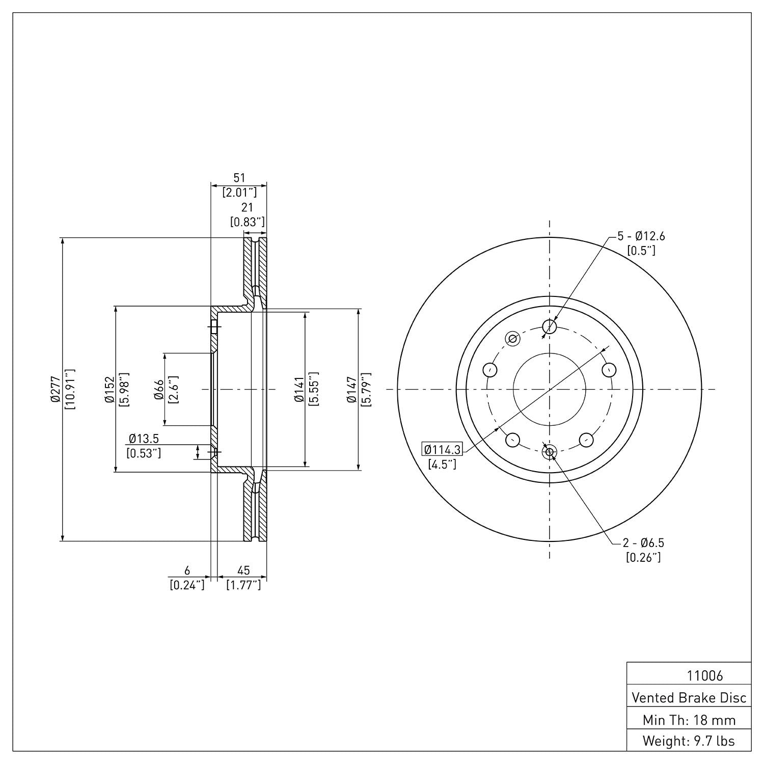 Dynamic Friction Company Disc Brake Rotor 600-11006