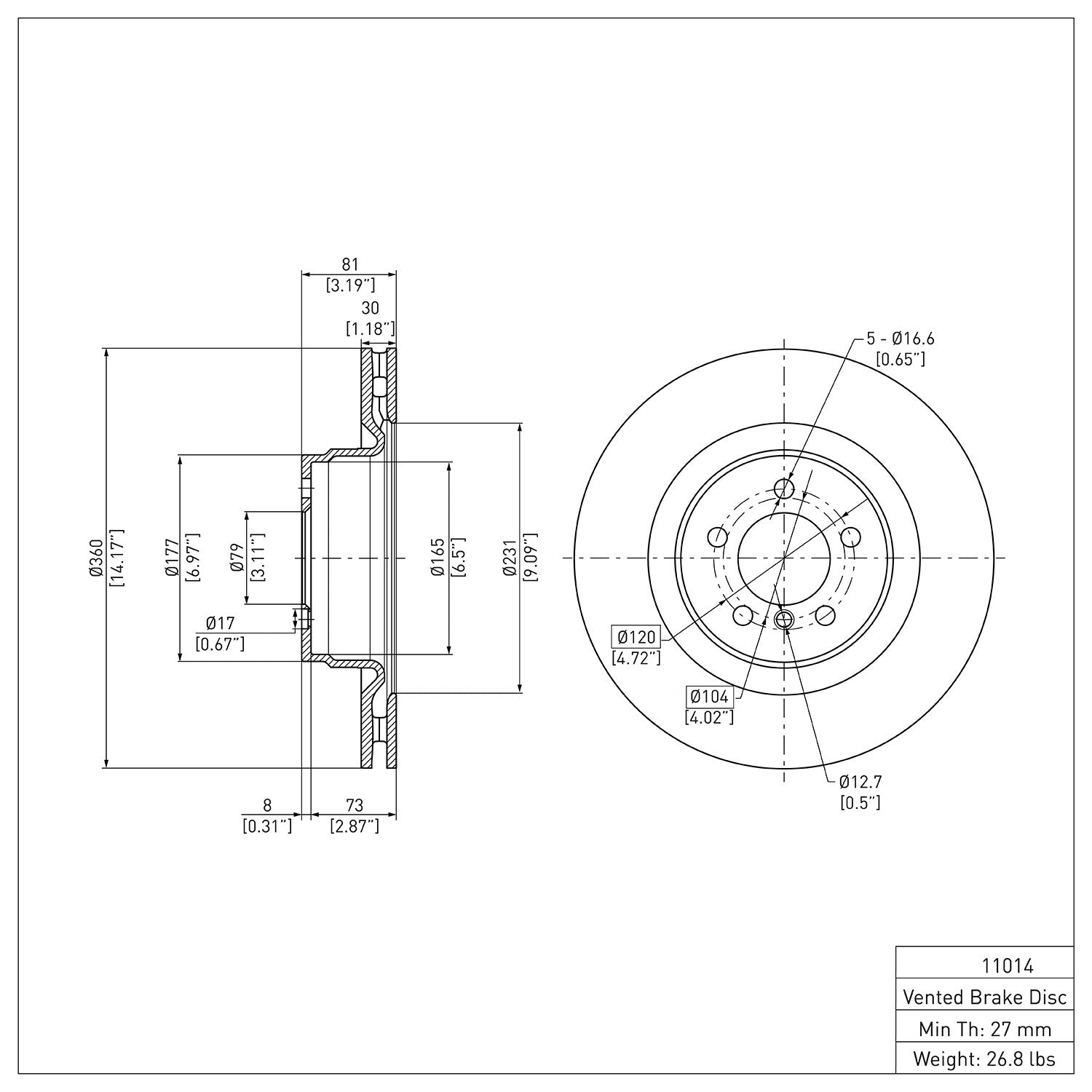 Dynamic Friction Company Disc Brake Rotor 600-11014